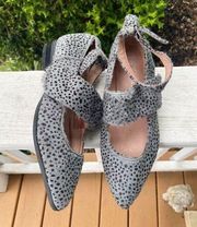 Grey Spotted Calf Hair Strappy Flats Size 6 M