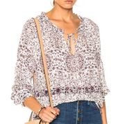 Cream Silk Print  Revolve Crawford Blouse