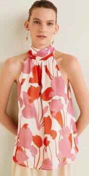 Halter Floral Print Sleeveless Top