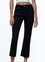 Zara Flair Hem  Cropped Black Jeans Size 14