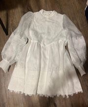 White Mini Detailed Dress Size Medium