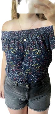 Old Navy Off The Shoulder Floral Blouse