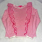 Lilly Pulitzer Pink White Long Sleeve Lightweight Sweater Size S