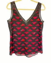 Anne Klein Red & Black Triangle Sleeveless Top Size 8