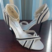 Pierre Dumas Womens Heels Open Toe Ankle Strap Black White Size 8