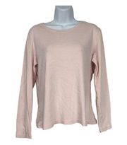 New York & Company Women's Long Sleeved Crew Neck Pink T-Shirt Size Large