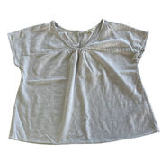 Kori Shirt Womens Small Tan Short Sleeve Round Neck Button Close Linen Blend