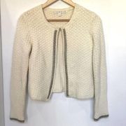 BOSTON PROPER Cotton Jacket Cream Knit XS