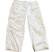 The Limited Drew Fit Capri Cargo Cotton Pants Low Rise White Size 2 Straight Leg