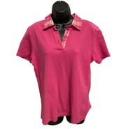 , Women’s Pink Golf/Polo Short Sleeve Shirt, Size Large, 100% Cotton