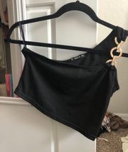 SheIn Black One Shoulder Crop Top