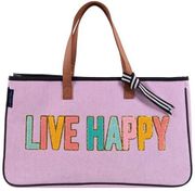 NWT Simply Southern “Live Happy” Corduroy Sparkle Tote Bag
