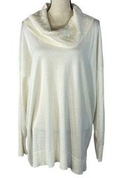 JM Collection XX-Large Sweater Cowl Neck Sequins Long Sleeves Stretch White New