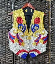 Cowboy Carter style rose stars sequin show vest women’s medium large no tags