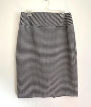 EXPRESS White Black Houndstooth Wide Waistband Back Slit Straight Pencil Skirt