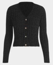 Cider Womens Solid Texture Knit Cardigan Sweater Size S Black Long Sleeve V Neck