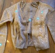 brown flower cardigan set