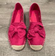 Bandolino NWOT  Suede Hot Pink Bow Flats Shoes  Sz 9