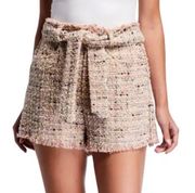 NWT IRO Paris tweed short sash high-waist, Vany frayed bouclé tweed.