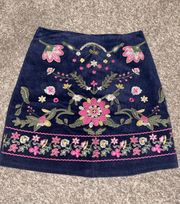 Embroidered Corduroy Skirt