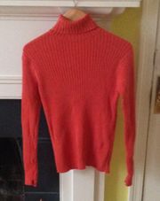 Vintage Ribbed Turtleneck Sweater Orange - Sz S