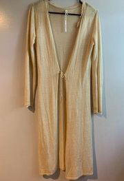 Max Studio Linen Blend Open Front Long Knit Cardigan Size M