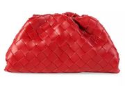 Bottega Veneta The Leather Pouch Clutch Bright Red Women’s