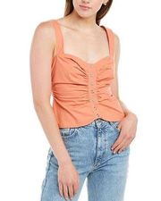 A.L.C. Lilah Pearl Snap Tank Top Women's 0 Apricot Brandy Ruched Wide Strap