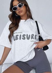 White Fox Leisure Series Oversized Tee Glacier Grey Size Medium