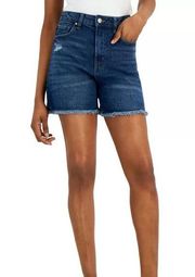 Tinseltown Juniors' Distressed Denim Relaxed Mom Shorts in Blue Size 1