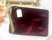 A New Day Women's  Velvet Burgundy Printed Large Wristlet Zip Pouch