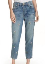 The great the rigid fellow floral embroidered jeans