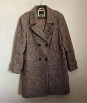 Sam Edelman Double Breasted Long Coat in Brown XXL