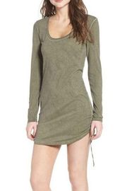 Pam & Gela Ruched Tie Hem Dress In Olive Smoke