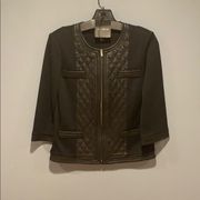 NWT St. John quilted black leather jacket size 2