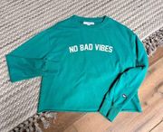 Spiritual Gangster Sweatshirt Small Top Teal Long Sleeve Pullover Loungewear Wom