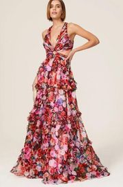 floral ruffle cutout gown sz 6