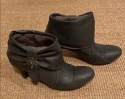 Slam gray grey buckle heel slouch boots pull on booties 8 M