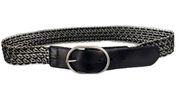 Levi’s black leather silver metal woven links belt