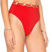 For Love and Lemons Mallorca Hi-Waist Bikini Bottom Red M