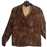 BRIGGS NEW YORK Top Womens 1X Brown Long Sleeve Button Front Collar V-Neck Paisl