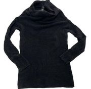 Bobi Sweater Womens Small Solid Black Funnel Cowl Neck Cozy Oversized Rib Knit