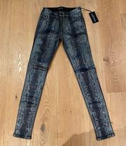 Black Orchid Jude Python Snake Print Mid Rise Skinny in Black Gray Size 25