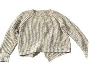 Sadie & Sage women's size small cream and brown knit sweater with back opening