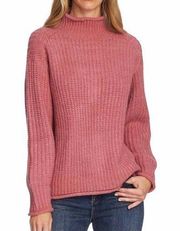 Pink Chunky Mock Neck Sweater Large