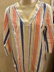 Nautica Ladies Size Small Cotton Vertical Striped Tunic Blouse