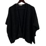 LAMade Black Textured Poncho Sleeve Sweater One Size