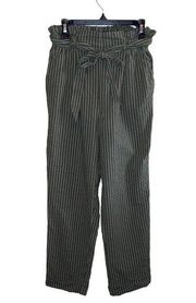 Sienna Sky Green & White Striped Cropped Paperbag Pants