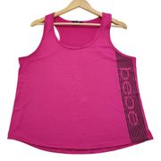 bebe Womens Size Large Pink Racerback Tank Top Athletic Gym Workout Barbiecore