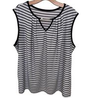 Sleeveless Keyhole Top Striped Gold Chain Size 2X